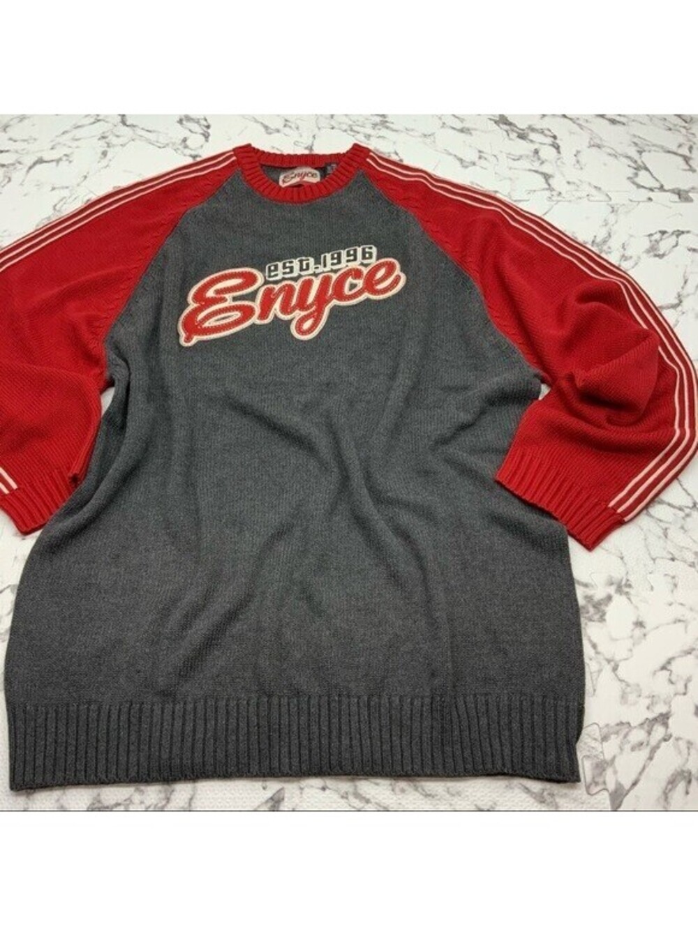 Men's Enyce Red Charcoal Grey Crewneck Sweater
